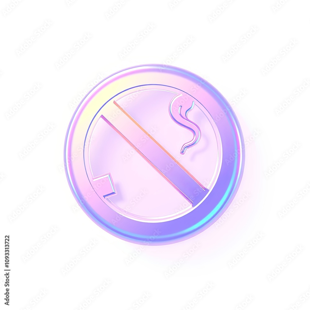 3D Joyful Quit Smoking Icon in Iridescent Style for Transparent Overlay Design 3D Joyful Quit Smoking Icon in Iridescent Style for Transparent Overlay Design