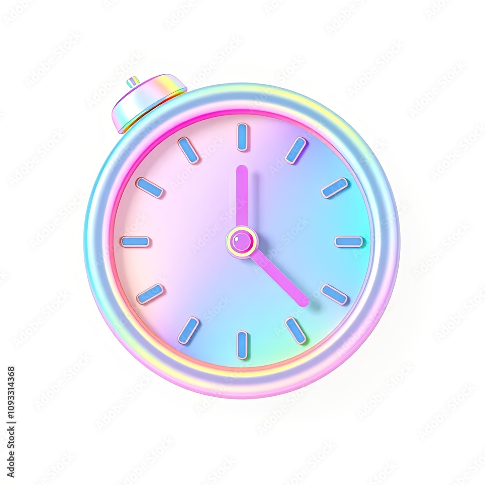 3D Holographic Icon of Meeting Deadlines in Joyful, Iridescent Style with Copy Space 3D Holographic Icon of Meeting Deadlines in Joyful, Iridescent Style with Copy Space