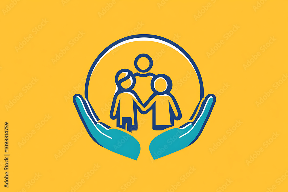 Icon of a family holding hands, symbolizing unity, care, and emotional connection. Icon of a family holding hands, symbolizing unity, care, and emotional connection.
