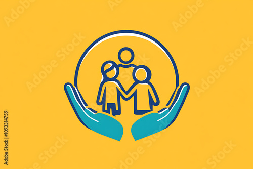  Icon of a family holding hands, symbolizing unity, care, and emotional connection.