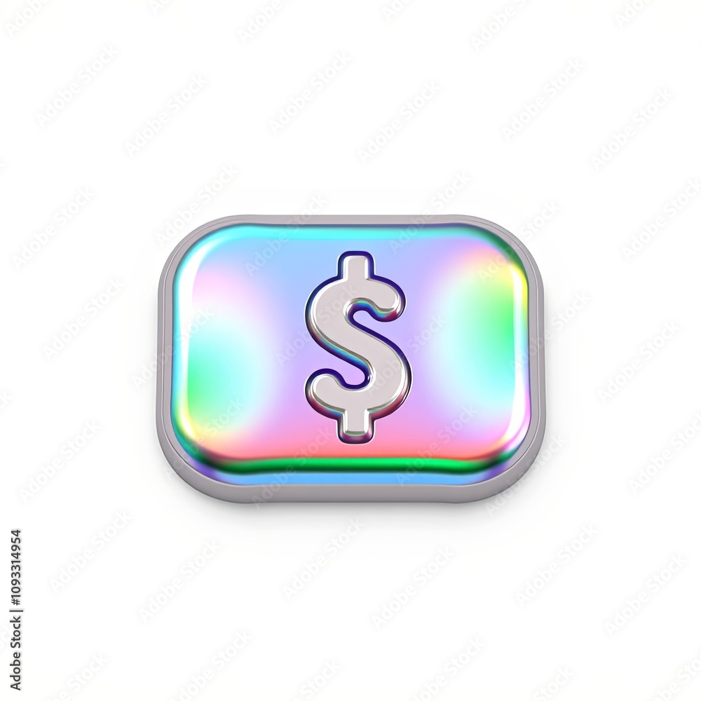 3D Holographic Icon of Direct Deposit with Iridescent Color Shift for Joyful, Captivating Visuals in White Background with Copy Space 3D Holographic Icon of Direct Deposit with Iridescent Color Shift for Joyful, Captivating Visuals in White Background with Copy Space