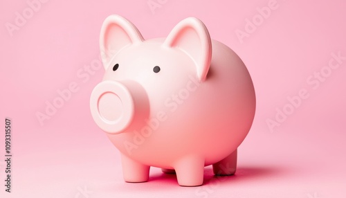 A cute pink piggy bank set against a pastel pink background, symbolizing savings and financial management.