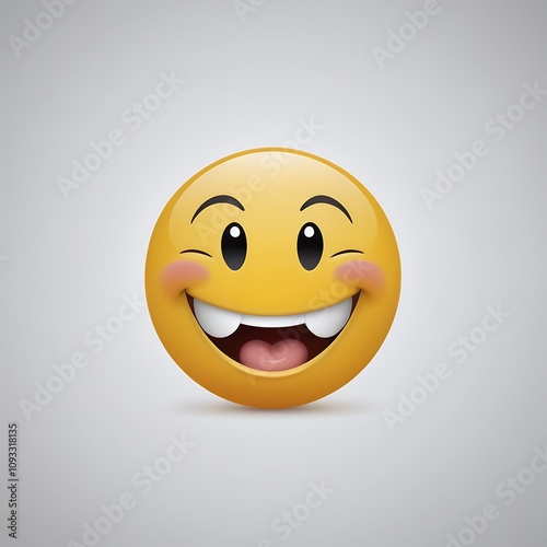 A Giggle-Inducing 3D Rendering of a Joyful Yellow Emoji: A Vibrant, Happy Smiley Face with a Wide Grin, Rosy Cheeks, and Sparkling Eyes, Representing Positive Emotions and Digital Communication