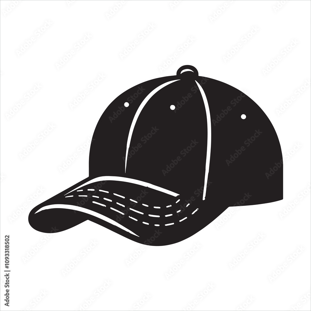 Fototapeta premium Cap Hat silhouette on white background 