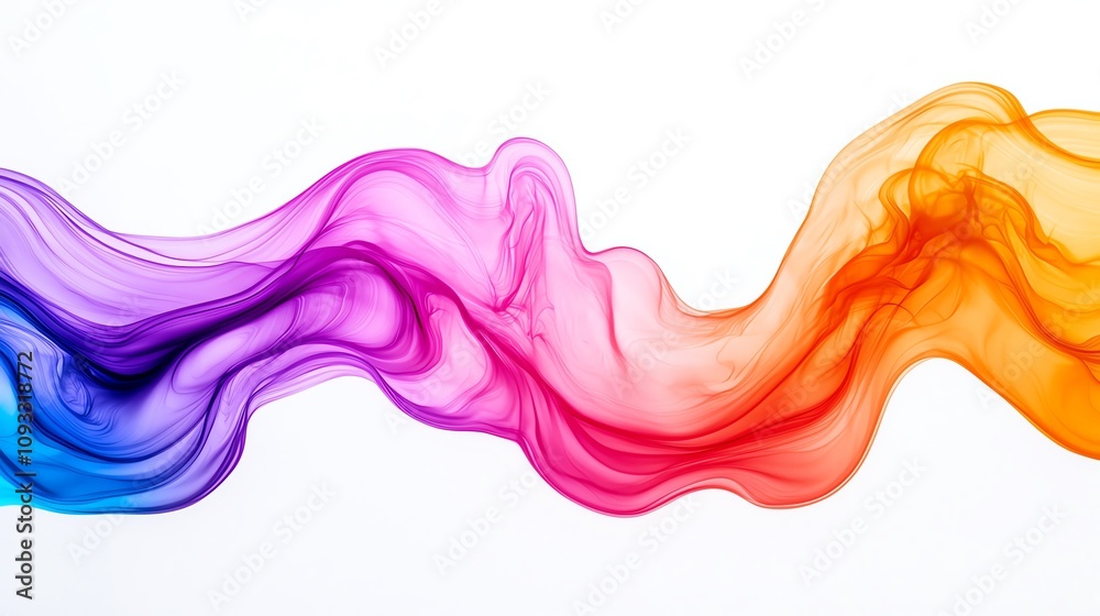 A vibrant wave of colorful smoke flows gracefully across a clean white background, ideal for creative and modern designs. A vibrant wave of colorful smoke flows gracefully across a clean white background, ideal for creative and modern designs.