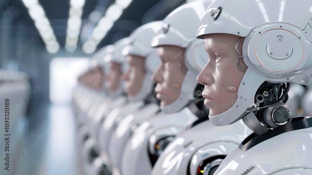 Fototapeta premium Human handshaking a robotic hand, symbolizing AI-driven technology transforming labor resources, HR relationships, and the future of work