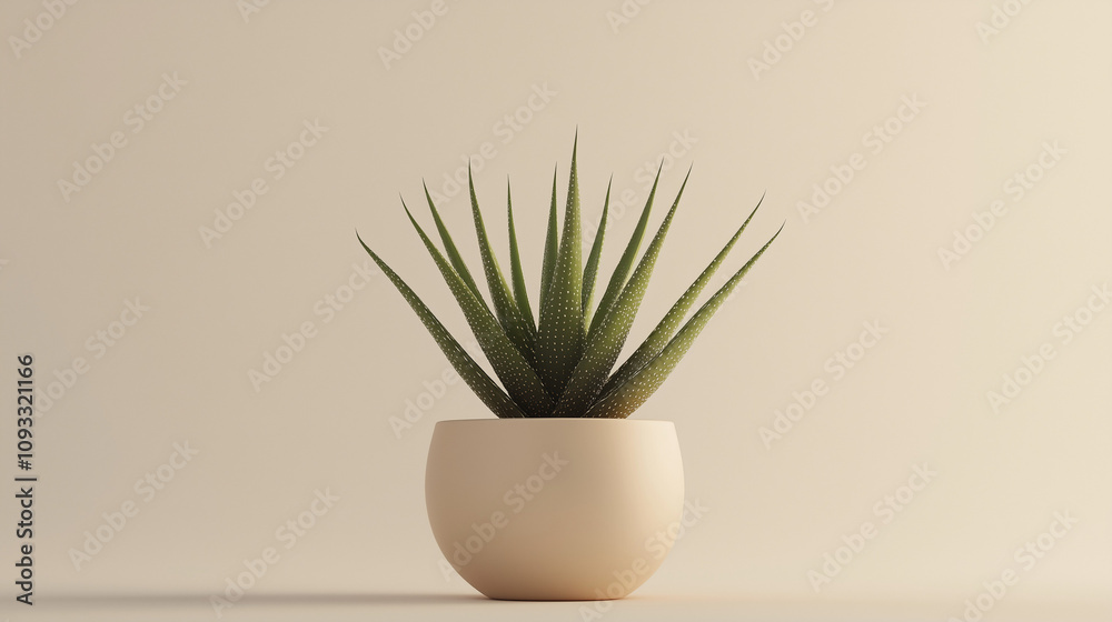 A simple and clean 3D rendering of an aloe vera plant in a minimalistic pot, symbolizing natural wellness. The plain background ensures that the focus remains on the plant’s natural healing properties A simple and clean 3D rendering of an aloe vera plant in a minimalistic pot, symbolizing natural wellness. The plain background ensures that the focus remains on the plant’s natural healing properties