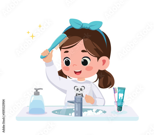 little kid comb hair with hair brush