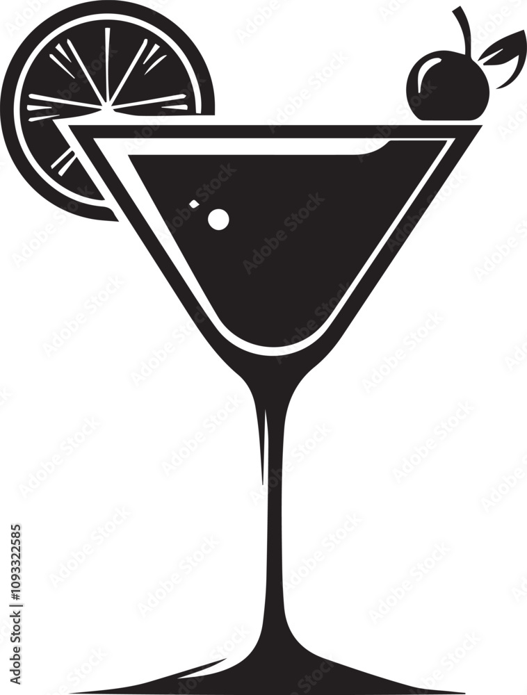 Cocktail Silhouette black and white background Cocktail Silhouette black and white background