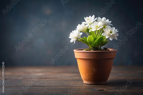 Wallpaper Mural A small potted plant with delicate white petals unfolding its flowers, springtime, outdoor, plants, garden, growth Torontodigital.ca