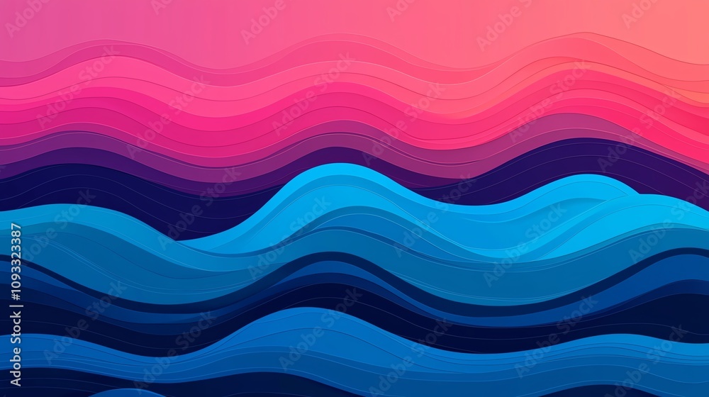 Vibrant abstract waves display a harmonious blend of pink and blue hues, creating a tranquil and modern visual experience. Vibrant abstract waves display a harmonious blend of pink and blue hues, creating a tranquil and modern visual experience.