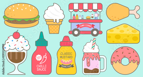Kid Hand Drawn Cute Fast Food Elements