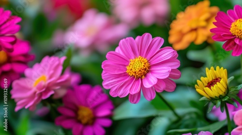 Vibrant Pink Flowers Bloom in Garden Setting