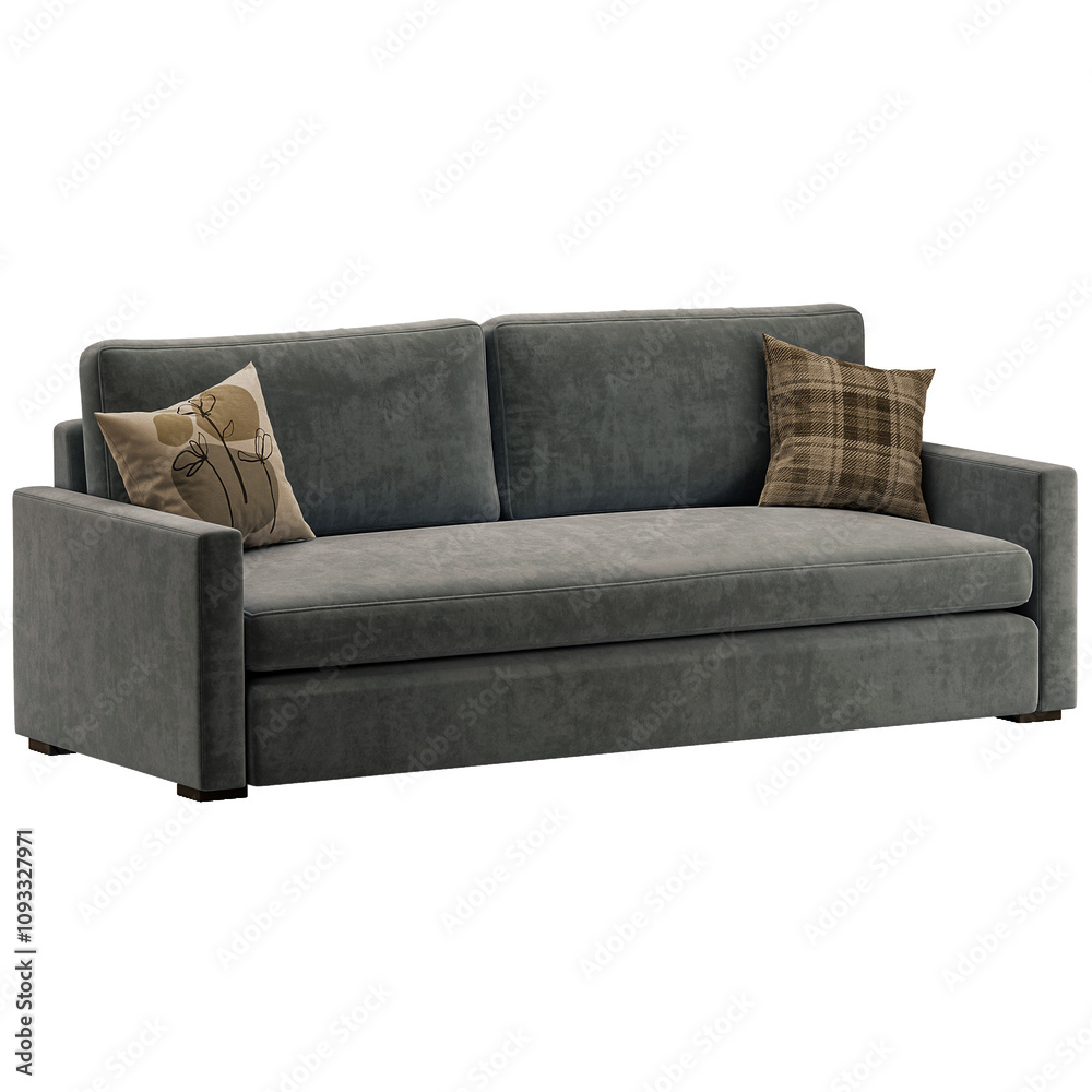 Obraz premium A gray couch with pillows on it