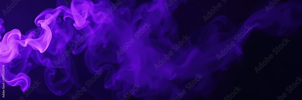 Obraz premium Glowing dark background with empty white textbox and magical purple smoke, dreamy, enchanted