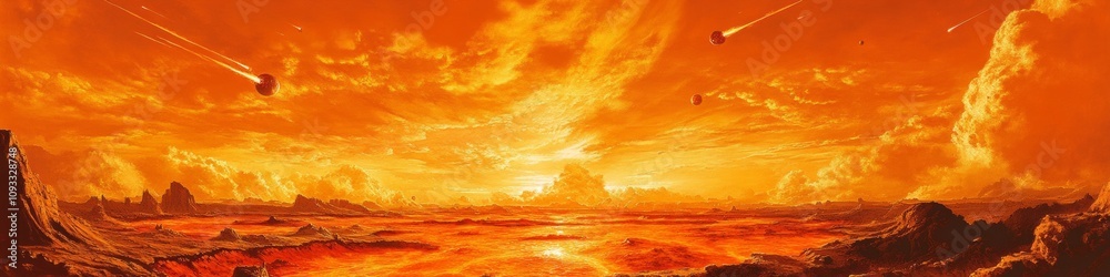 Fototapeta premium Dramatic Sunset Over an Alien Landscape