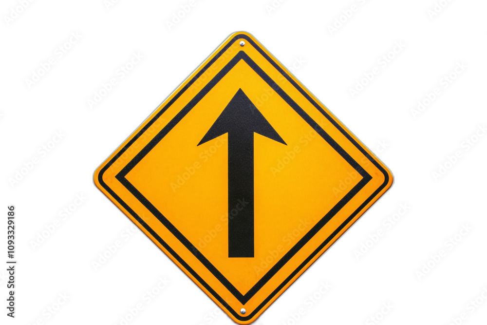 Yellow Road Sign Ahead Direction Up Arrow Traffic Guidance