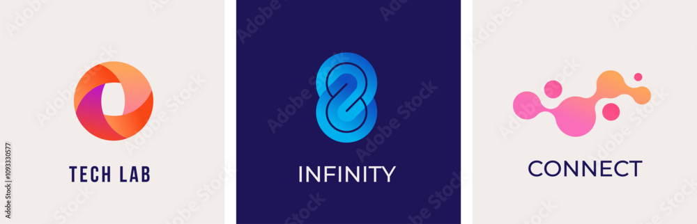 Set of modern colorful, abstract logos, symbols. Technology, bio tech logos, icons and concept identity idea. Vector design Set of modern colorful, abstract logos, symbols. Technology, bio tech logos, icons and concept identity idea. Vector design