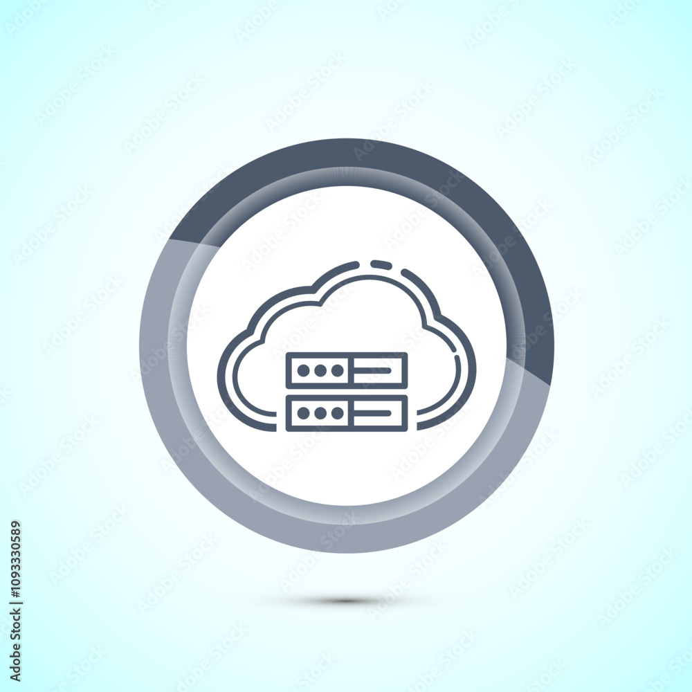 Cloud computing icon design illustration. Data storage and tech icon, Gray Color Button Design Cloud computing icon design illustration. Data storage and tech icon, Gray Color Button Design