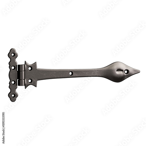 A metal hinge with a pointed end