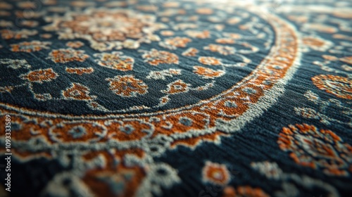 Close-up of intricate teal rug detail.