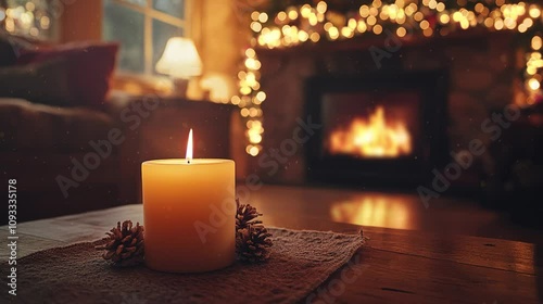 Cozy Candlelight by the Fireplace. looping video.