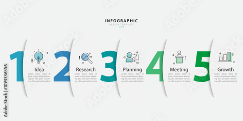 Timeline infographic template. 5 Step timeline journey, calendar Flat simple infographics design template. presentation graph. Business concept with 5 options, vector illustration.