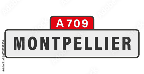 MONTPELLIER, A709, panneau entrée d'agglomération, (symbolique)