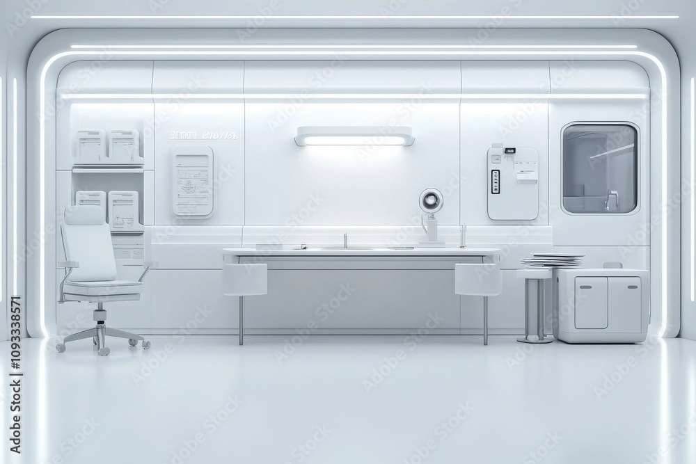 Futuristic classroom design modern educational space minimalist environment sleek white aesthetics innovative learning concepts for future education