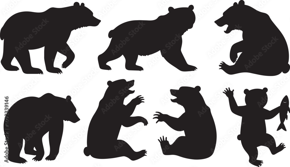 Naklejka premium bear silhouettes vector