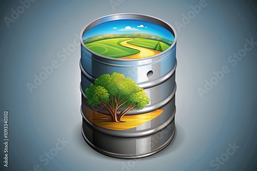 Abstract oil barrel illustration on a grey ground. photo