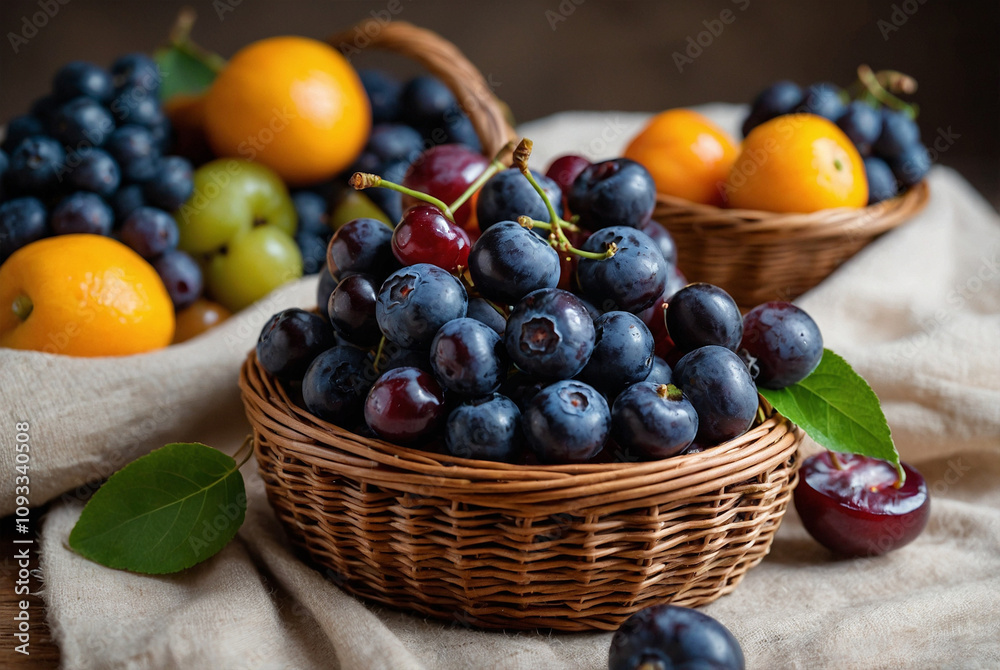 A Rustic Display of Freshly Picked Fruits A Rustic Display of Freshly Picked Fruits