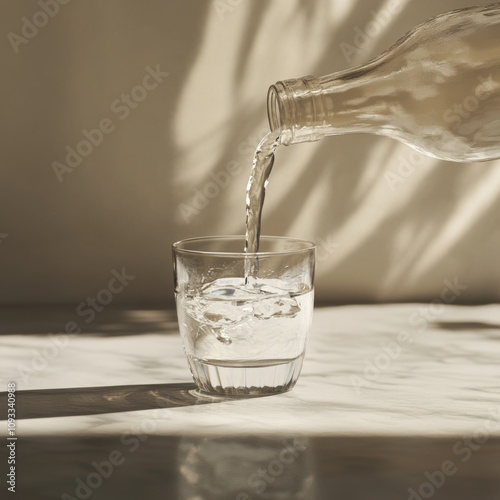 Water Pouring into a Glass on a Table