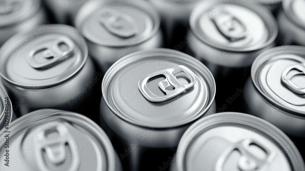 Aluminum Cans Glimmering with Reflection in a Bin Aluminum Cans Glimmering with Reflection in a Bin