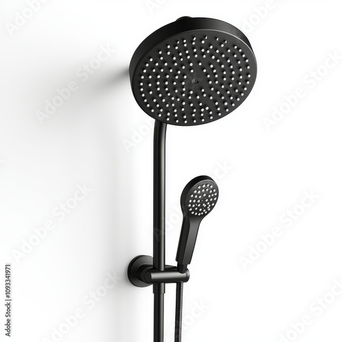 Wallpaper Mural one piece combination modern black circular rain showerhead with an attached sprayer  Torontodigital.ca