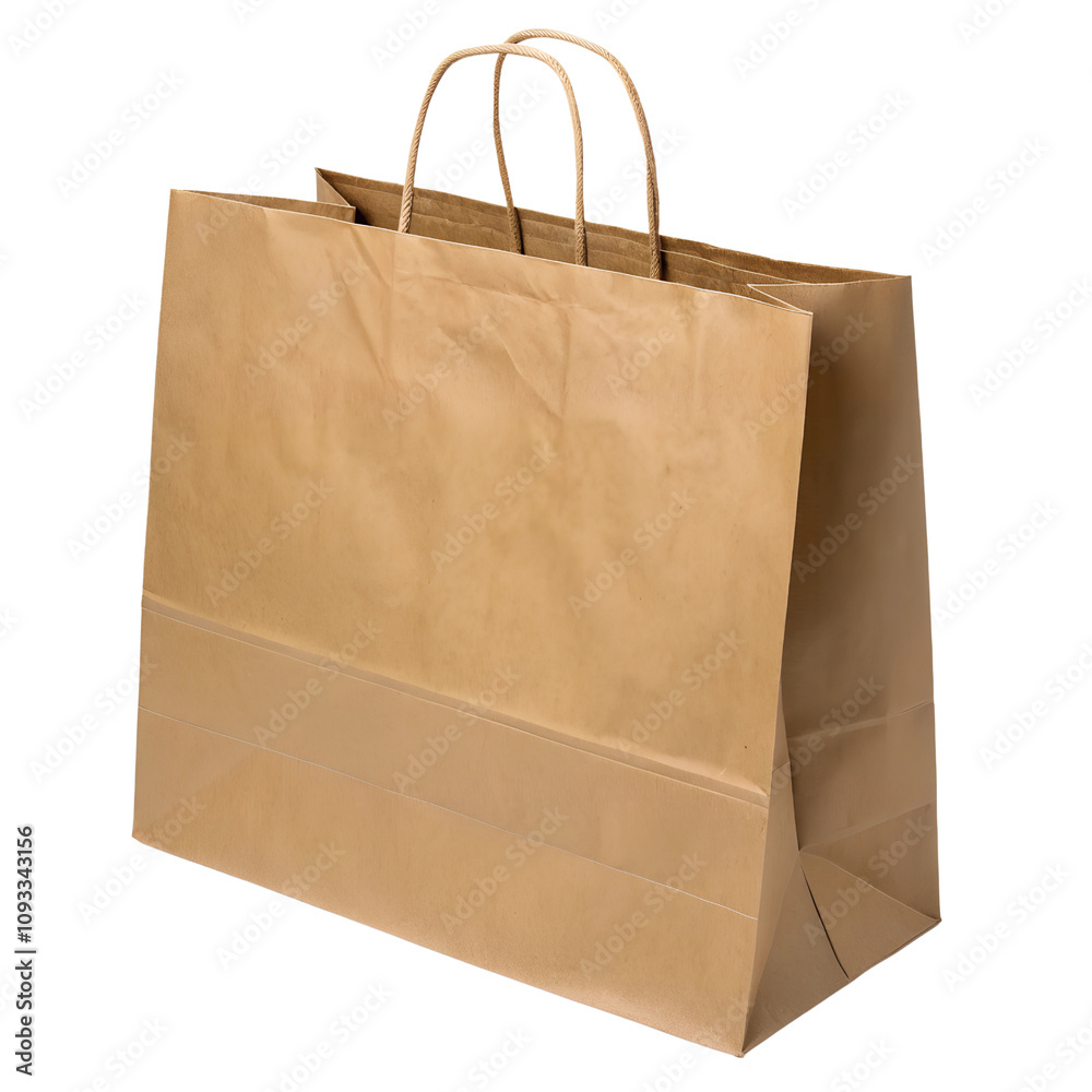 Brown Paper Shopping Bag with Handles Isolate On Transparent Background Cutout, PNG file, Cutout file Brown Paper Shopping Bag with Handles Isolate On Transparent Background Cutout, PNG file, Cutout file