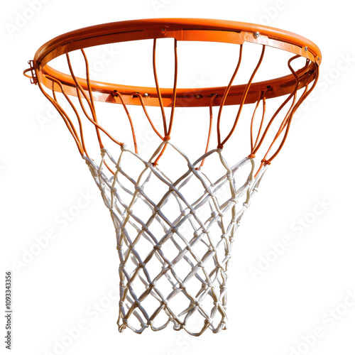 A basketball net with a white and orange net