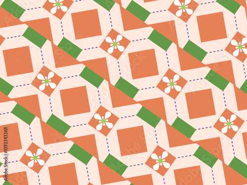 Abstract colorful geometric decorative floor tile background seamless pattern design