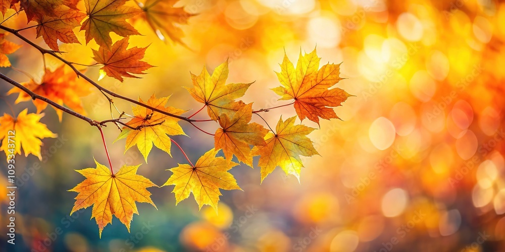 AI-created autumn maple branch, yellow foliage, shallow focus. Photography. AI-created autumn maple branch, yellow foliage, shallow focus. Photography.