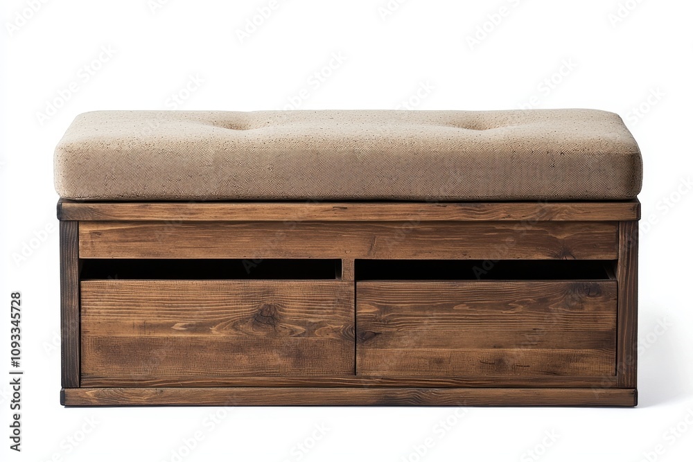 Stylish wooden storage bench with soft cushion on top, ideal for home decor and organization. Stylish wooden storage bench with soft cushion on top, ideal for home decor and organization.