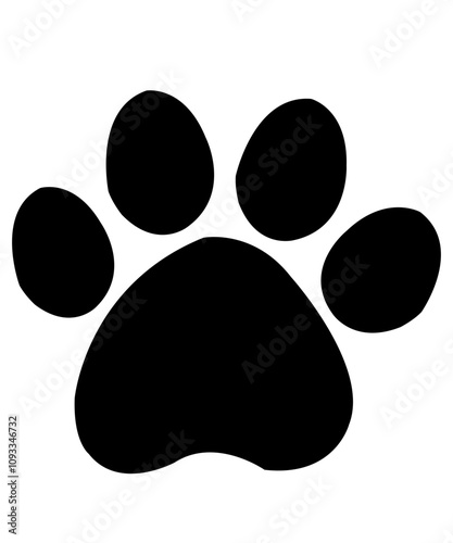 Dog paw print clip art design on plain white transparent isolated background for card, shirt, hoodie, sweatshirt, apparel, card, tag, mug, icon, poster or badge