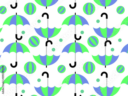 60s retro umbrella with football background pattern