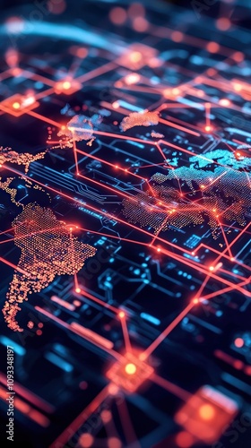 Global cybersecurity event digital landscape animated visualization high-tech environment futuristic viewpoint data privacy awareness
