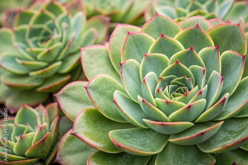 Macro shot of Echeveria Pulidonis leaves with detailed texture and patterns, succulent macro, macro photography, botanical illustration photo