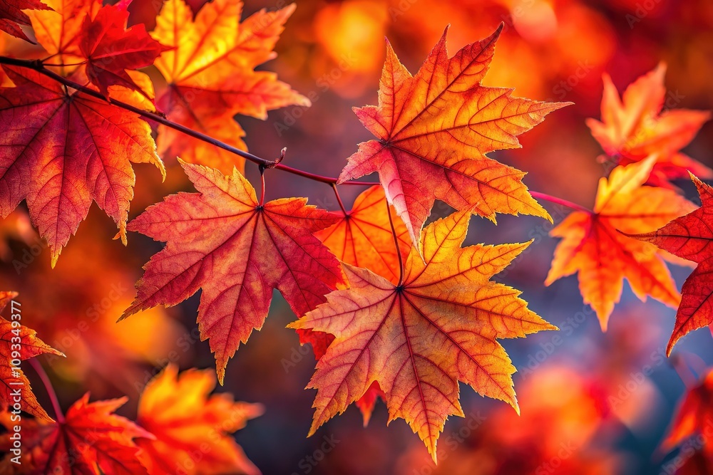 Autumnal spectacle: fiery red maple leaves. Autumnal spectacle: fiery red maple leaves.