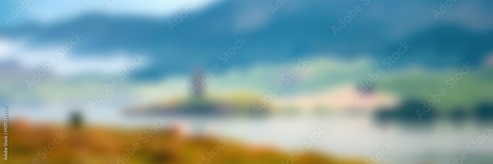 Obraz premium Soft focus with gradient colors on a serene landscape, natural, misty