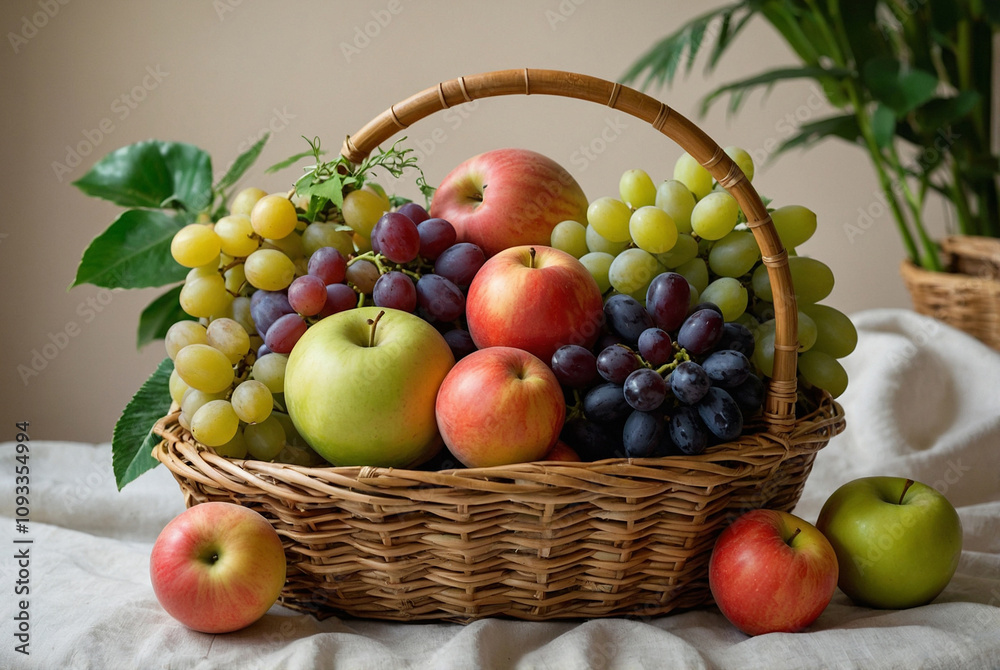 Fresh Fruits Overflowing in a Basket Fresh Fruits Overflowing in a Basket