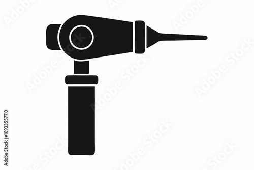 Otoscope silhouette vector, Otoscope icon, Medical diagnostic otoscope