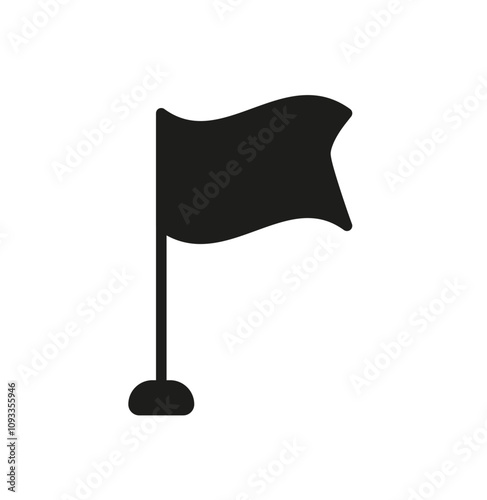 Black flat flag icon isolated. Vector illustration