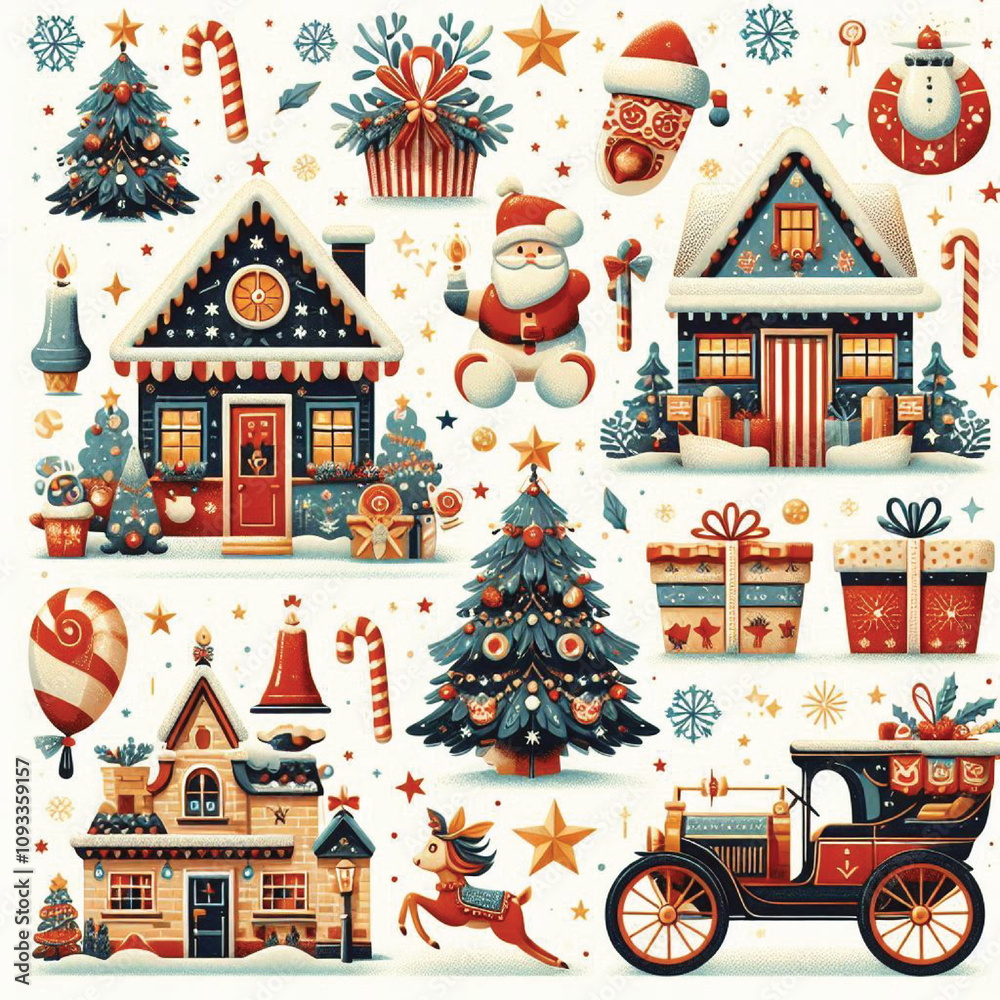 Christmas Pattern Retro Trendy Style Christmas Pattern Retro Trendy Style